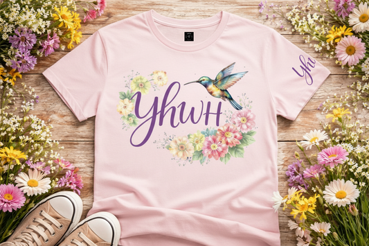*Spring special edition* "YHWH"  Hummingbird (Floral version) Christian Faith Tee